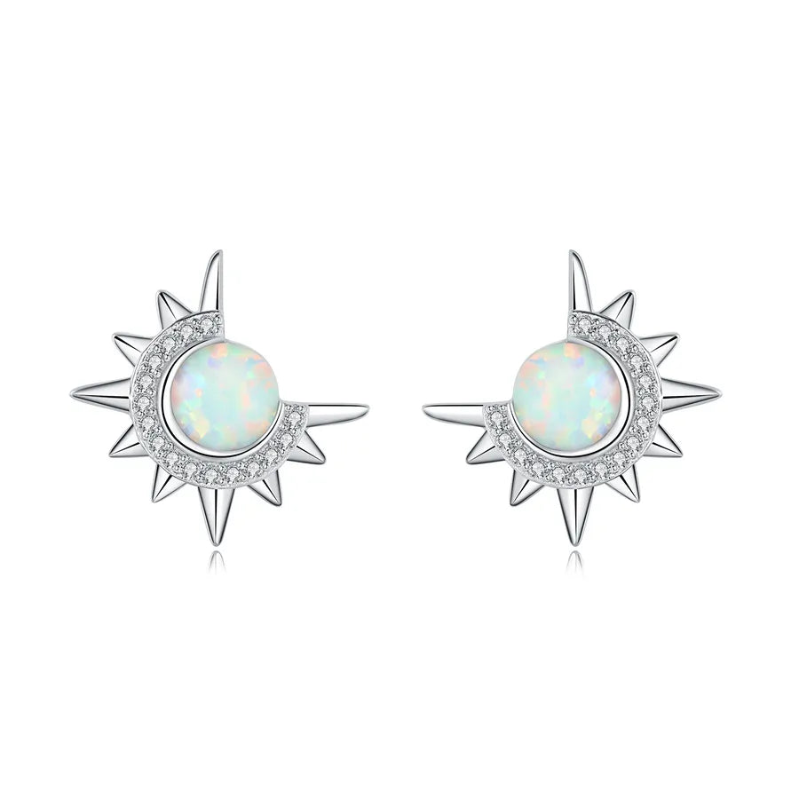 1 Paar 925 Sterling Silber Zirkon 925 Sterling Silber Ohrringe Stern Mond Herzform Ohrstecker | Shop Nory