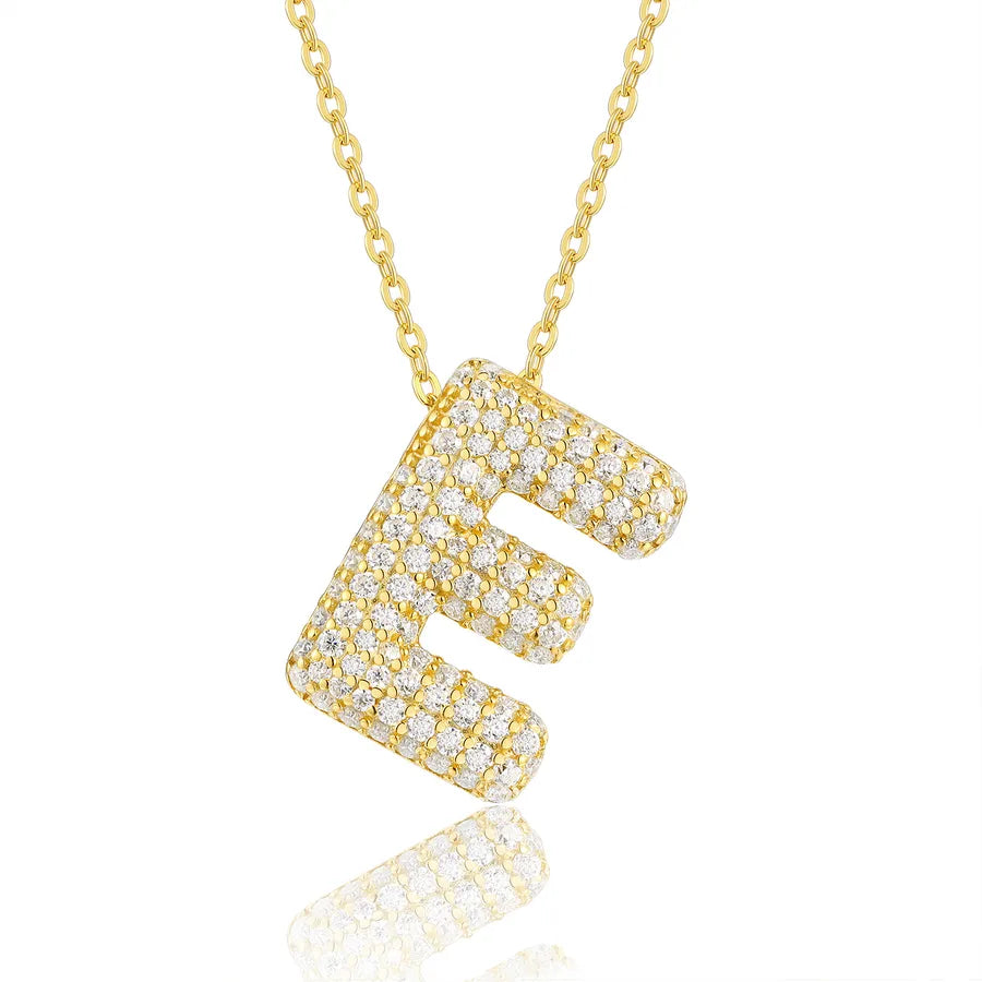 925 Sterling Silver Moissanite Kabelkette Buchstaben Anhänger Halskette | Shop Nory