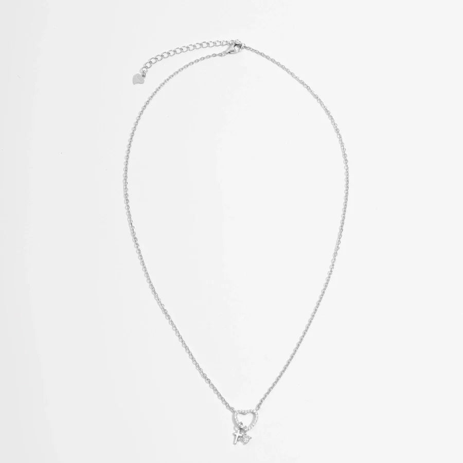 925 Sterling Silber Plattiert Zirkon Kabelkette Einlage Kreuz Herzform Anhänger Halskette | Shop Nory