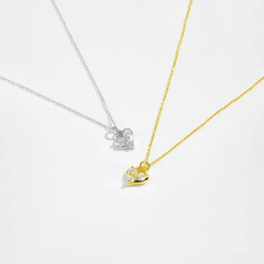 925 Sterling Silver Zirkon Kabelkette Herzform Anhänger Halskette | Shop Nory