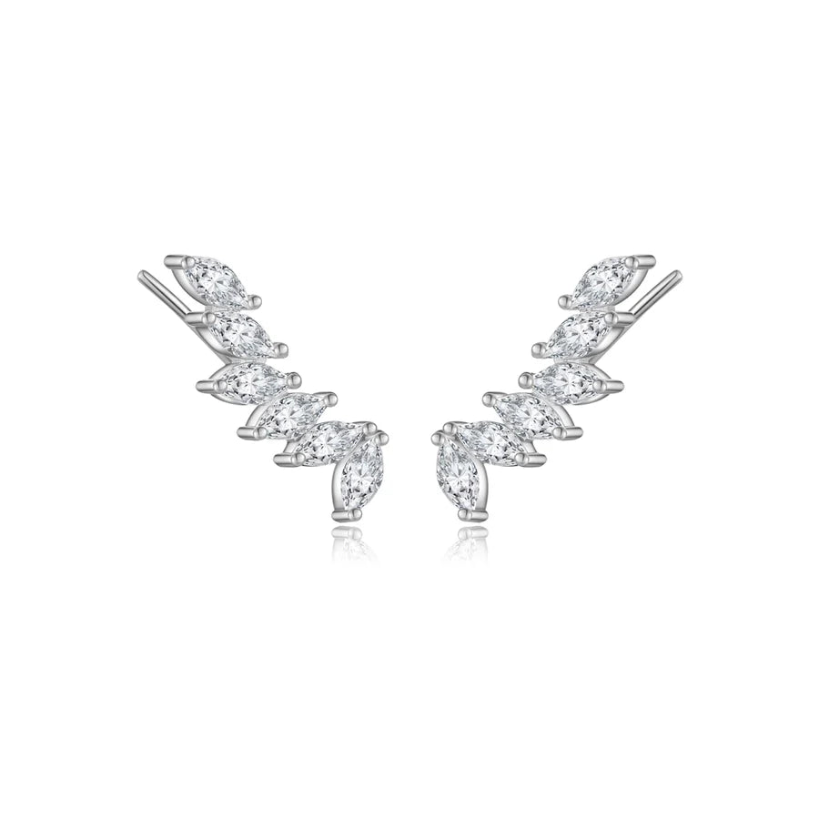 1 Paar 18K Goldbeschichtete Weißgoldbeschichtete 925 Sterling Silber Zirkon 925 Sterling Silber Ohrringe Geometrische Ohrstecker | Shop Nory