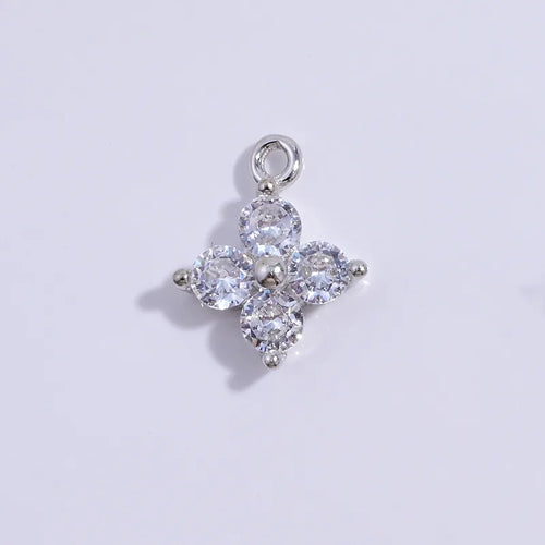 1 Stück 925 Sterling Silber Zirkon 22K vergoldet Rhodium beschichtet vierblättriges Kleeblatt Anhänger | Shop Nory