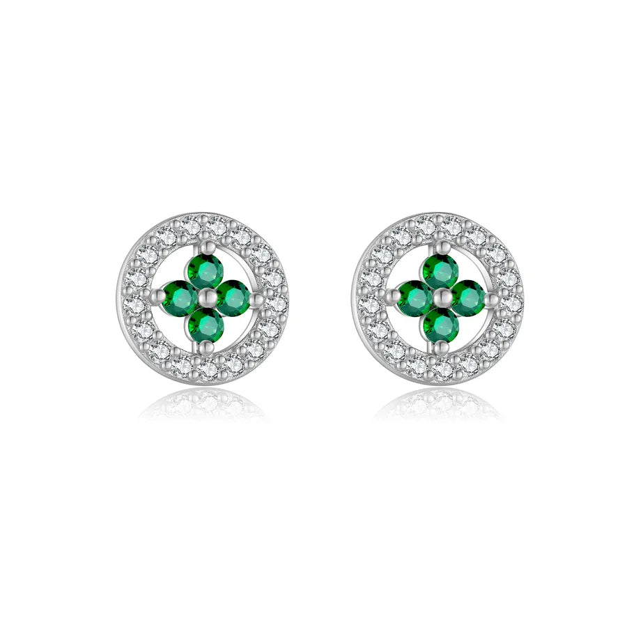 1 Paar 18K Vergoldet Weißgold Plattiert 925 Sterling Silber Zirkon 925 Sterling Silber Ohrringe Geometrisch Vierblättriges Kleeblatt Herzform Studs | Shop Nory