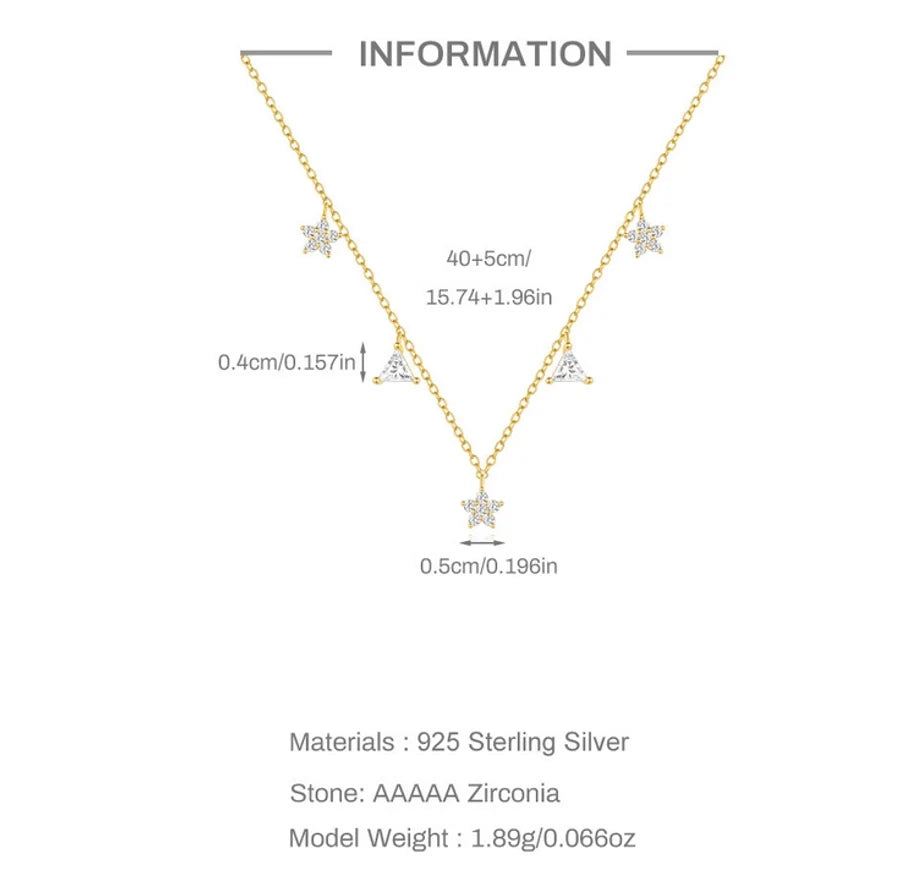 925 Sterling Silber Zirkon Kabelkette Plattierung Dreiecksblume Multi Charms Halskette | Shop Nory