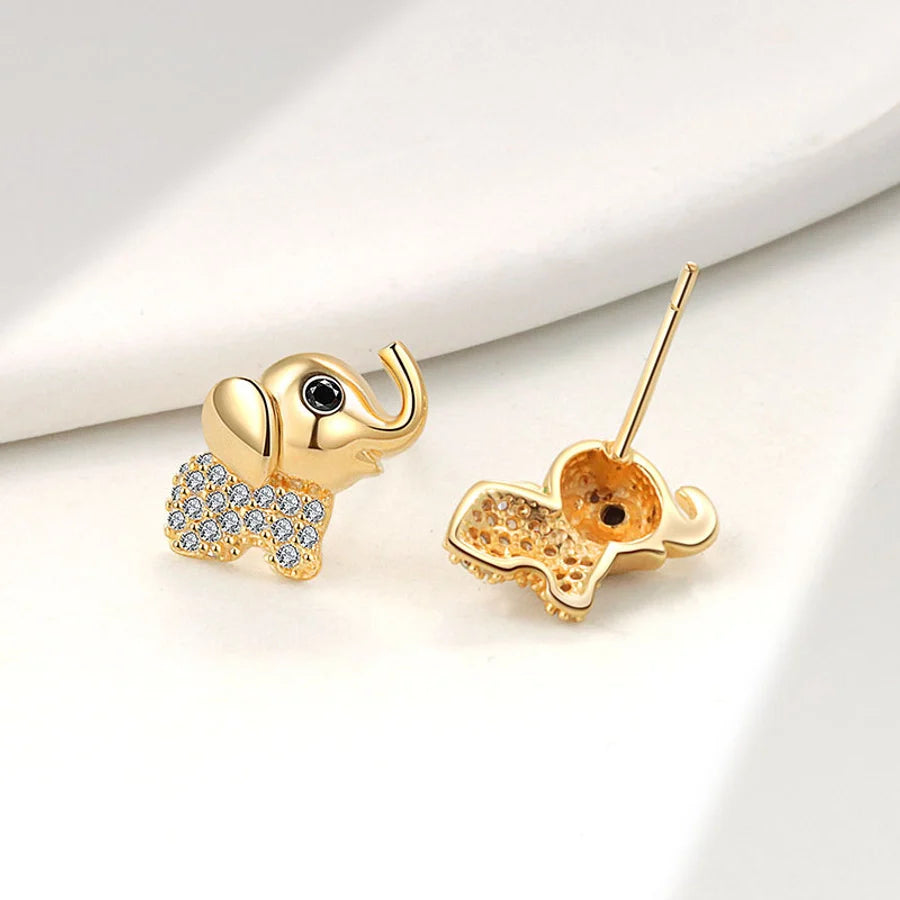 1 Paar 18K vergoldete 925 Sterling Silber Zirkon 925 Sterling Silber Ohrringe Elefanten Ohrstecker | Shop Nory