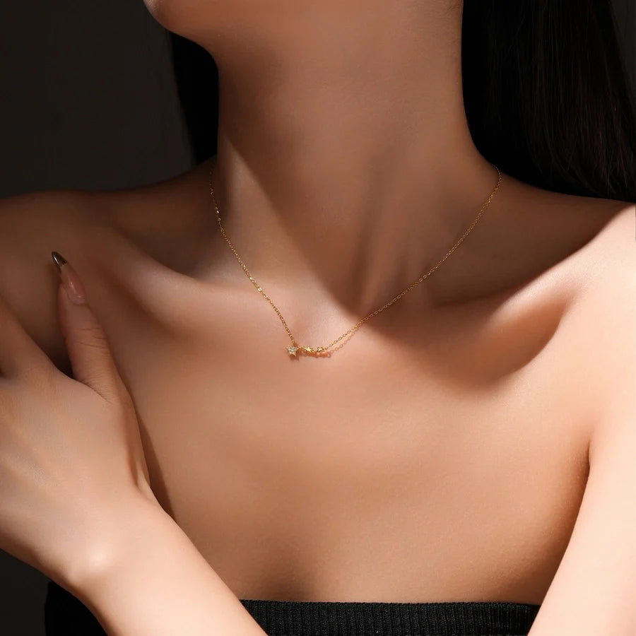 925 Sterling Silber Zirkon Kabelkette Stern Mond Anhänger Halskette | Shop Nory