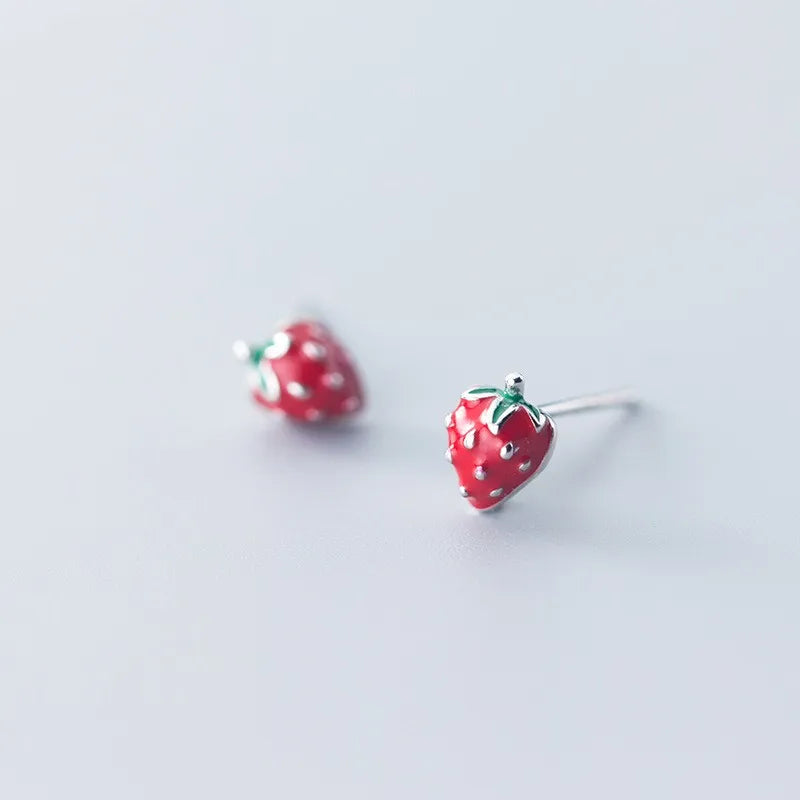 1 Paar 925 Sterling Silber Erdbeer Ohrringe | Shop Nory