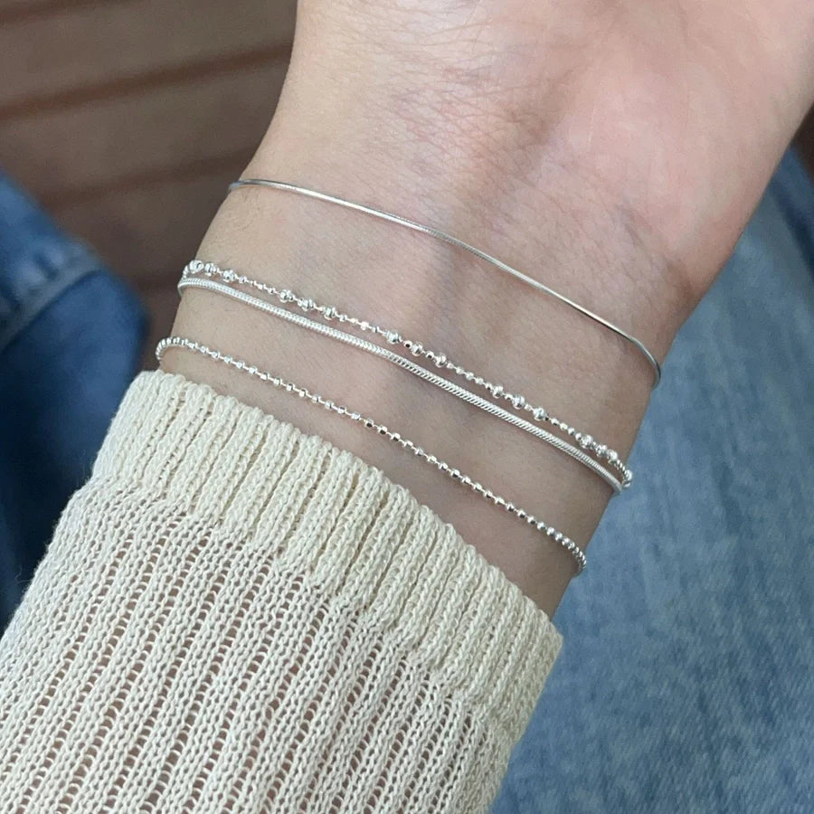 925 Sterling Silber Kugelkette Schlangenketten Armbänder Eleganter Einfacher Stil | Shop Nory