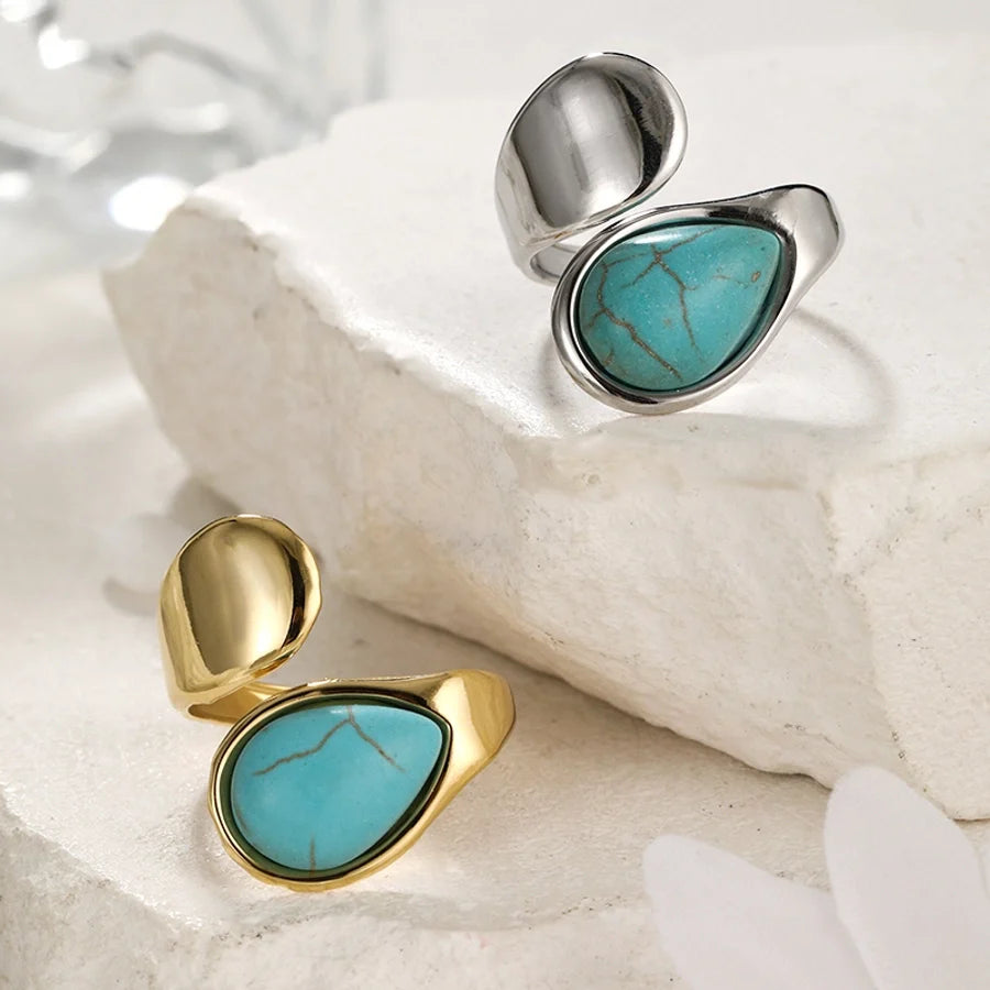 Ring mit Türkis Stein in Edelstahl silber | Shop Nory