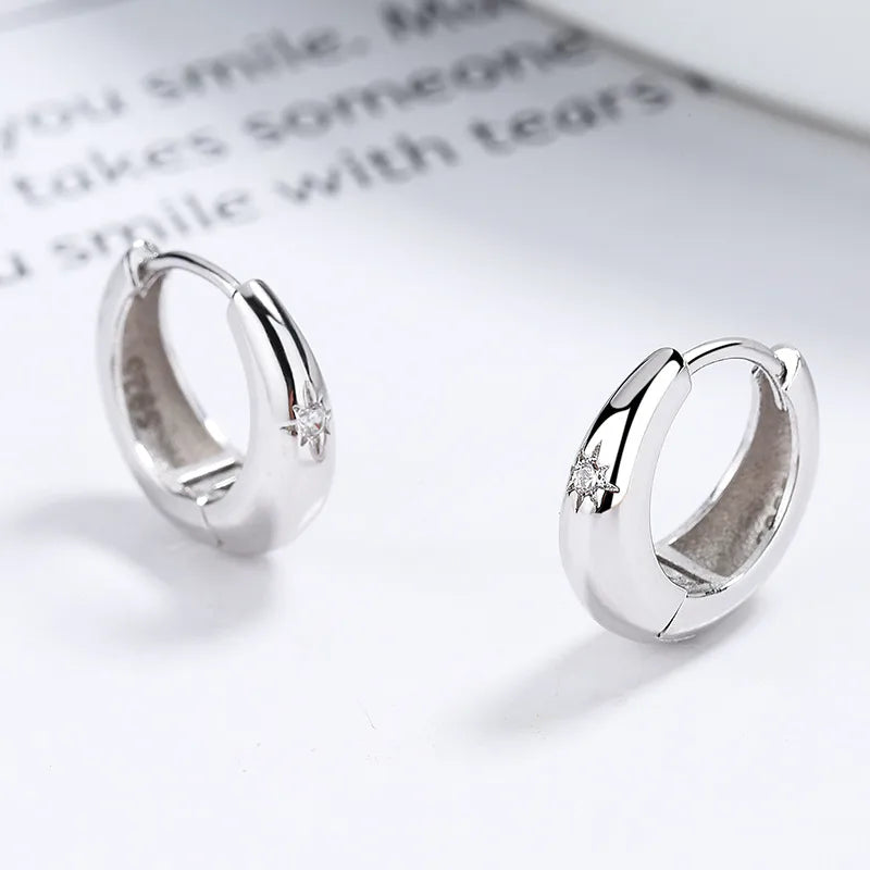 1 Paar 925 Sterlingsilber Zirkon 925 Sterlingsilber Ohrringe Geometrische Creolen | Shop Nory
