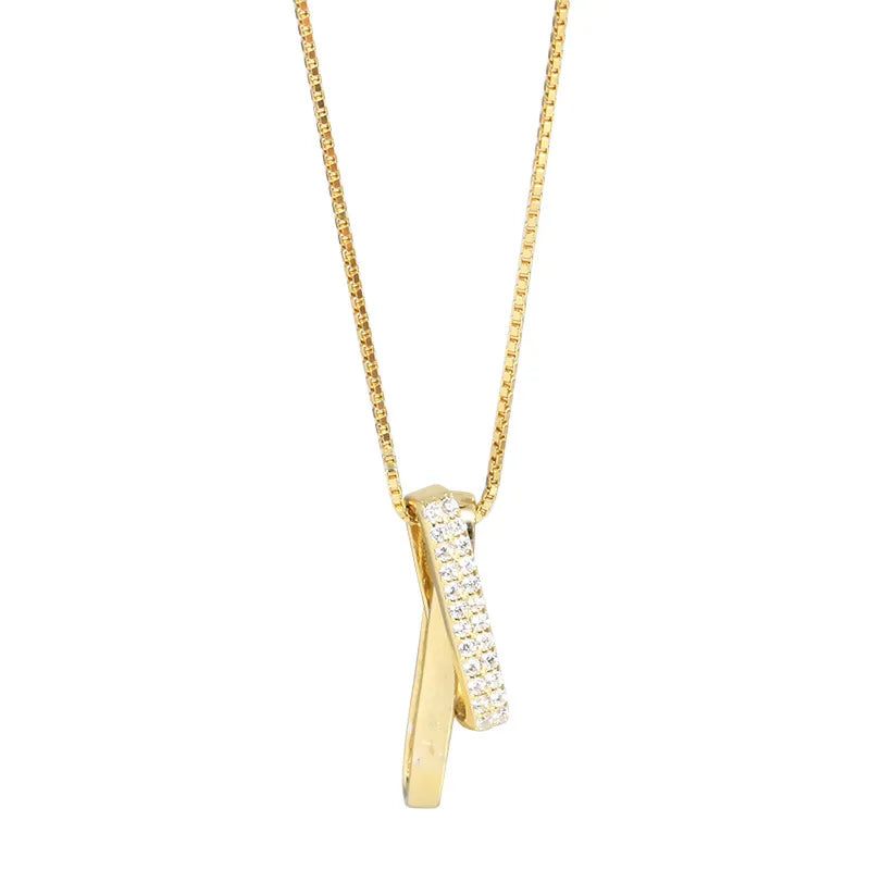 925 Sterlingsilber Zirkon Boxkette Beschichtung Geometrische Anhänger Halskette | Shop Nory