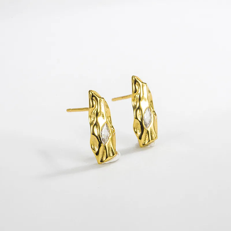 1 Paar 18K vergoldete Sterling Silber Zirkon unregelmäßige Ohrringe | Shop Nory