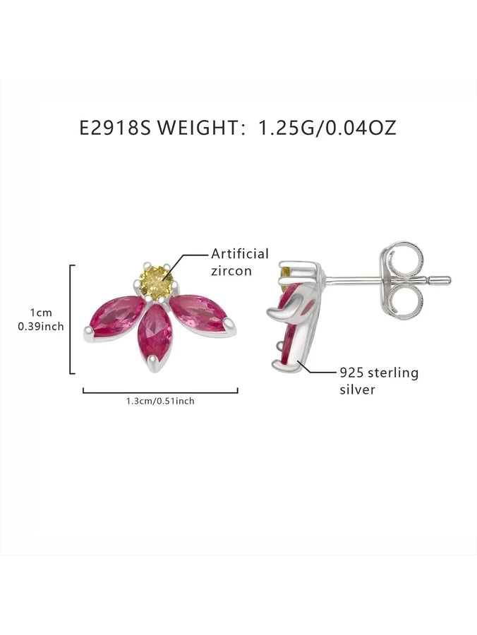 1 Paar Silberfarben 925 Sterlingsilber Zirkon 925 Sterlingsilber Ohrringe Blüten Ohrstecker | Shop Nory
