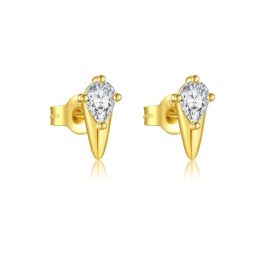1 Paar 18K vergoldet Weißgold plattiert 925 Sterlingsilber Zirkon 925 Sterlingsilber Ohrringe Geometrische Ohrstecker | Shop Nory