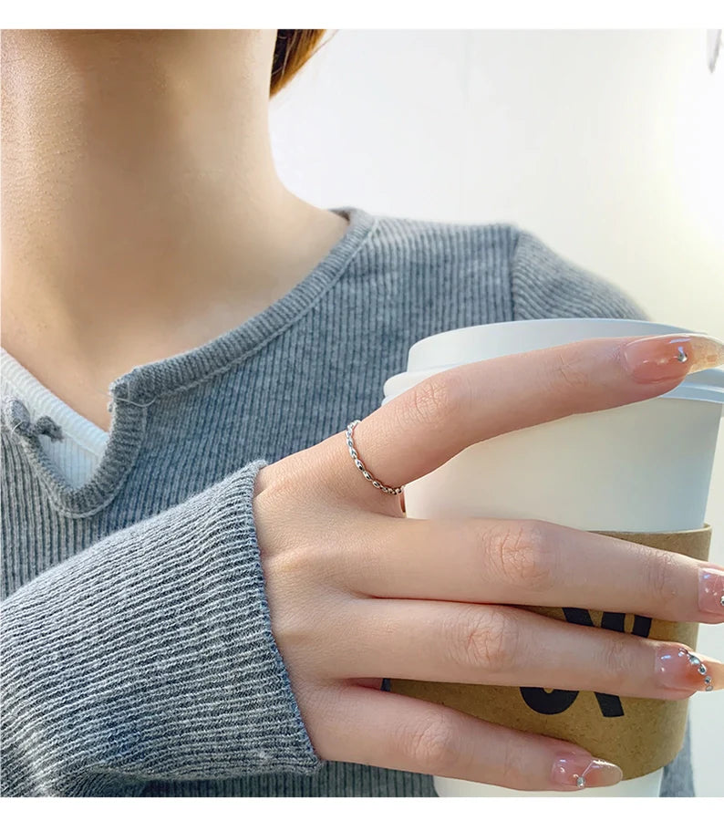 18K vergoldet Weißgold plattiert 925 Sterling Silber geometrisch verstellbarer Ring 925 Sterling Silber Ringe | Shop Nory