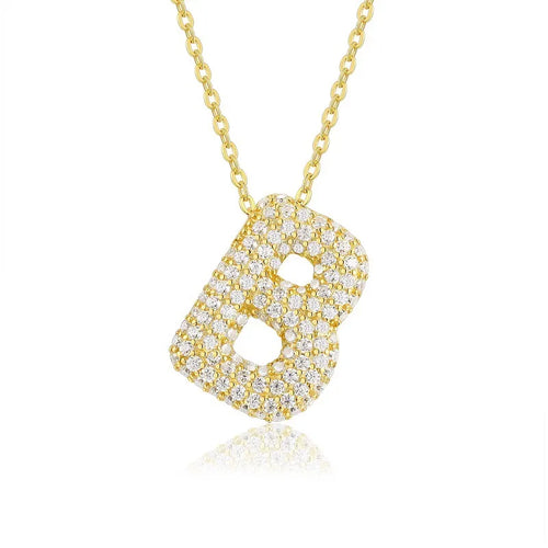 925 Sterling Silver Moissanite Kabelkette Buchstaben Anhänger Halskette | Shop Nory