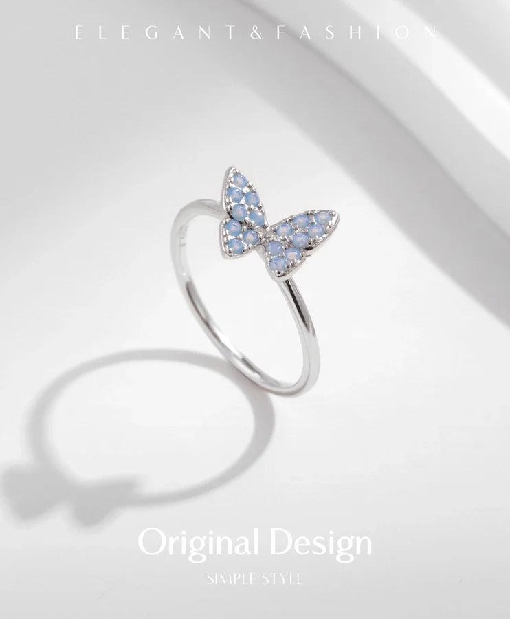 Rhodium-beschichtete 925 Sterling Silber Opal Schmetterlingsringe 925 Sterling Silber Ringe | Shop Nory
