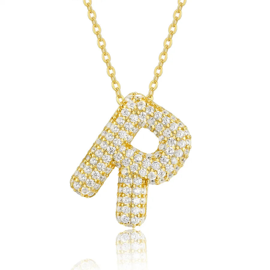 925 Sterling Silver Moissanite Kabelkette Buchstaben Anhänger Halskette | Shop Nory