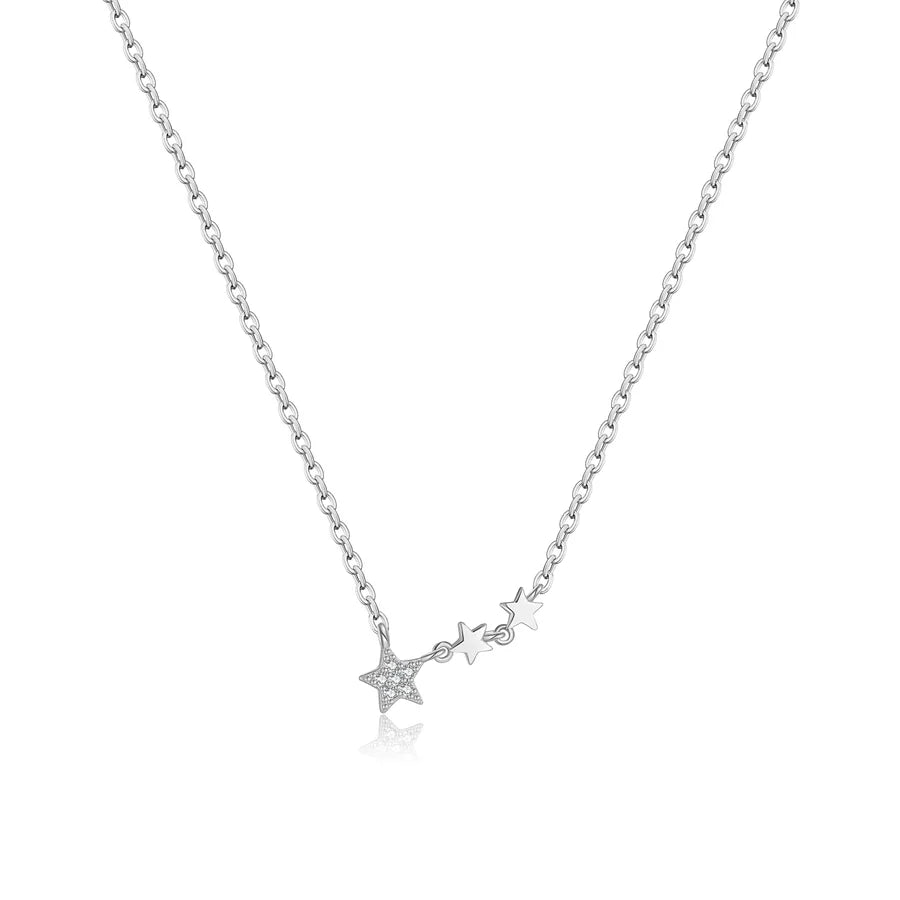 925 Sterling Silber Zirkon Kabelkette Stern Mond Anhänger Halskette | Shop Nory