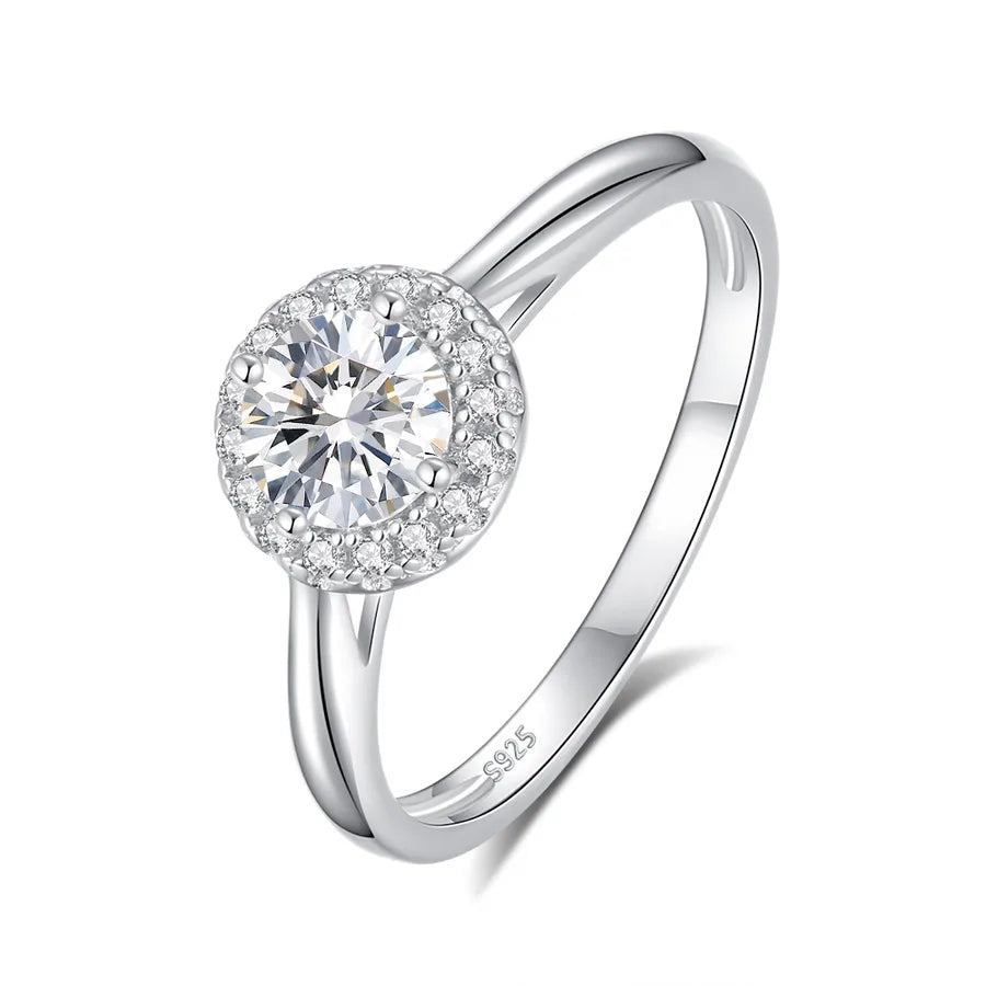 925 Sterling Silber Moissanit Zirkon Runde Offene Ringe | Shop Nory