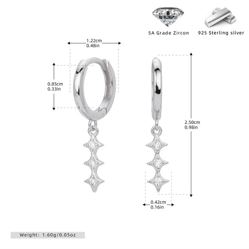 1 Paar 18K Gold Plattiert Weiß Gold Plattiert Rhodium Plattiert 925 Sterling Silber Zirkon 925 Sterling Silber Ohrringe Geometrische Tropf Ohrringe | Shop Nory