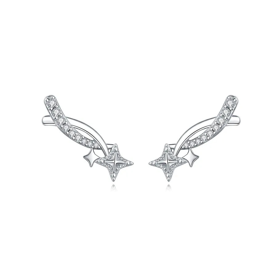 1 Paar 925 Sterling Silber Zirkon 925 Sterling Silber Ohrringe Stern Mond Herzform Ohrstecker | Shop Nory