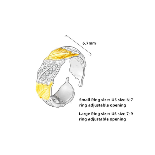 18K Gold Plated Weißgold Plated 925 Sterling Silber Zirkon Unregelmäßige Blätter Offene Ringe 925 Sterling Silber Ringe | Shop Nory