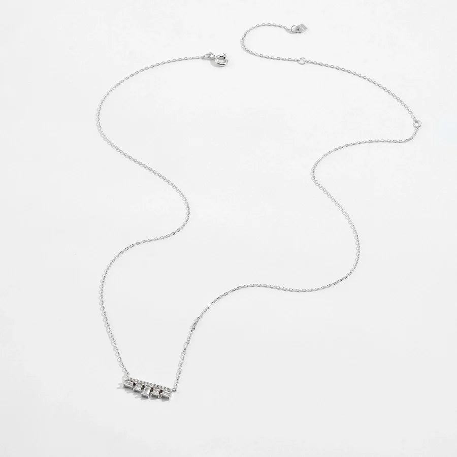 925 Sterling Silber Zirkon Kabelkette Einlage Geometrisches Kreuz Anhänger Halskette | Shop Nory