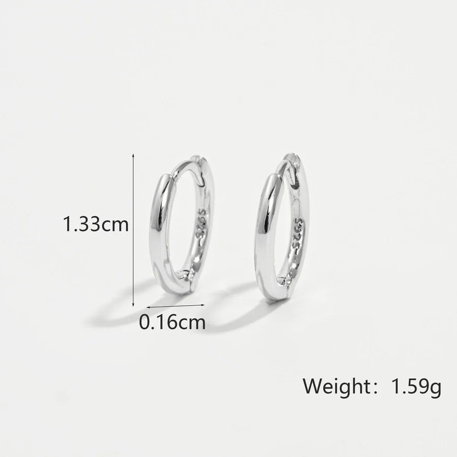 1 Paar Weißgoldbeschichtete 925 Sterling Silber 925 Sterling Silber Ohrringe Runde Ohrringe | Shop Nory