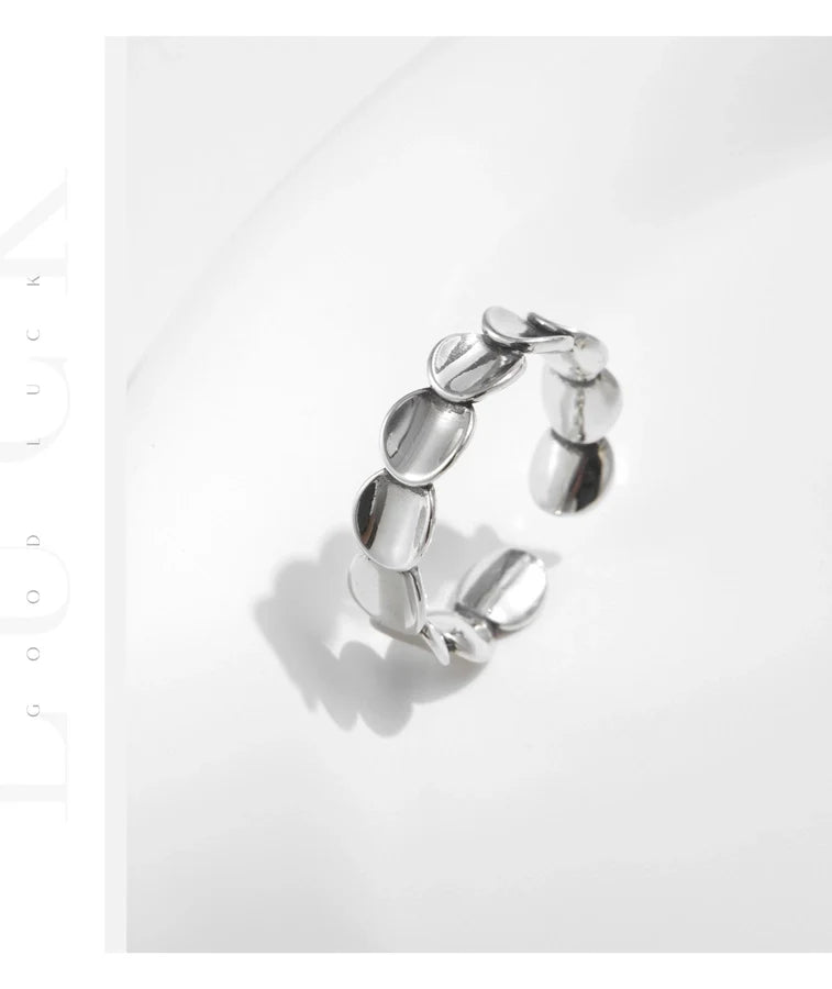 Rhodinbeschichtete 925 Sterling Silber Unregelmäßige Geometrische Offene Ringe 925 Sterling Silber Ringe | Shop Nory