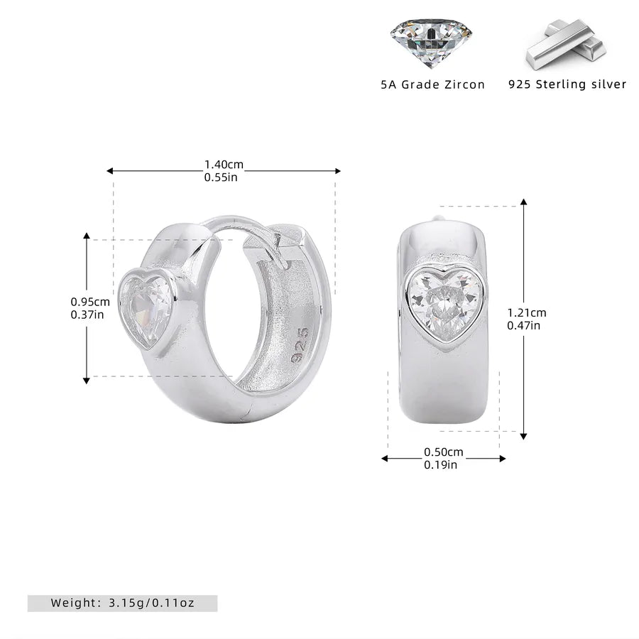1 Paar 18K Goldbeschichtet Weißgoldbeschichtet Rhodiumbeschichtet 925 Sterlingsilber Zirkon 925 Sterlingsilber Ohrringe Herzform Ohrringe | Shop Nory