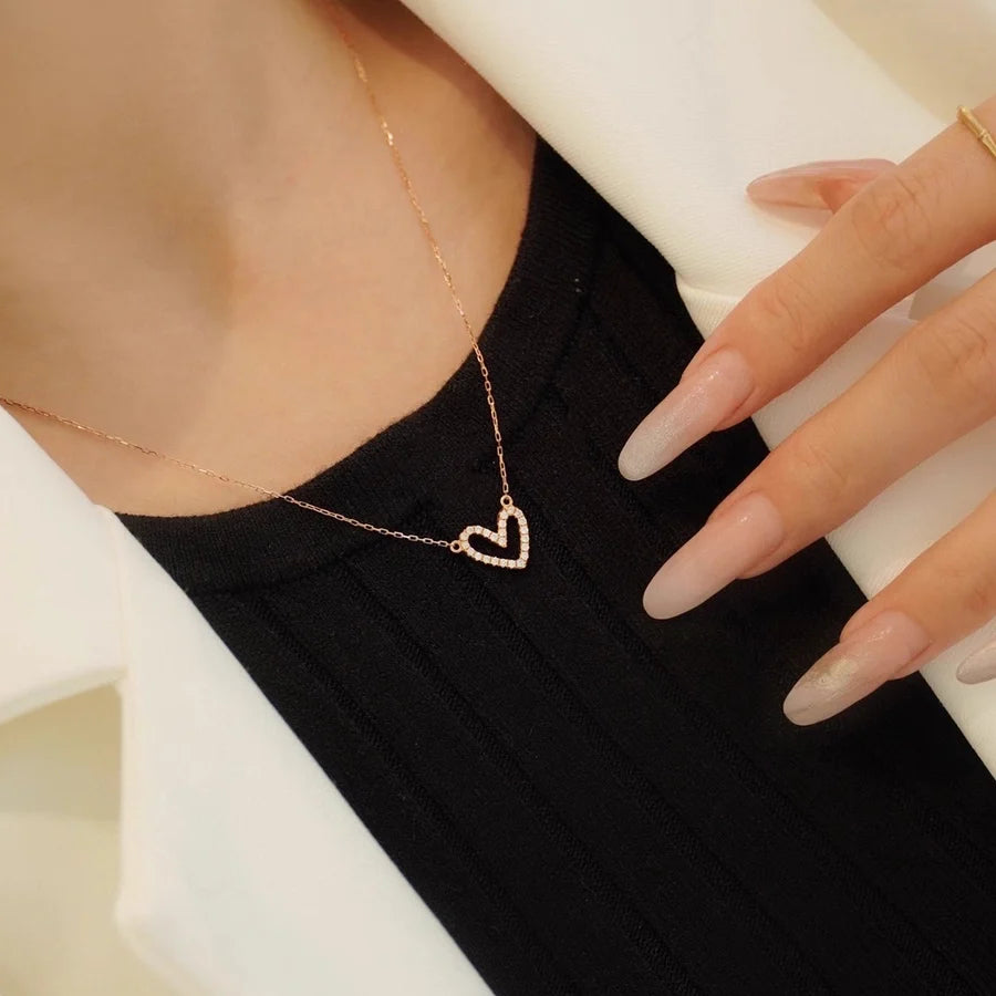 925 Sterling Silber Kabelkette Beschichtung Herzform Anhänger Halskette | Shop Nory