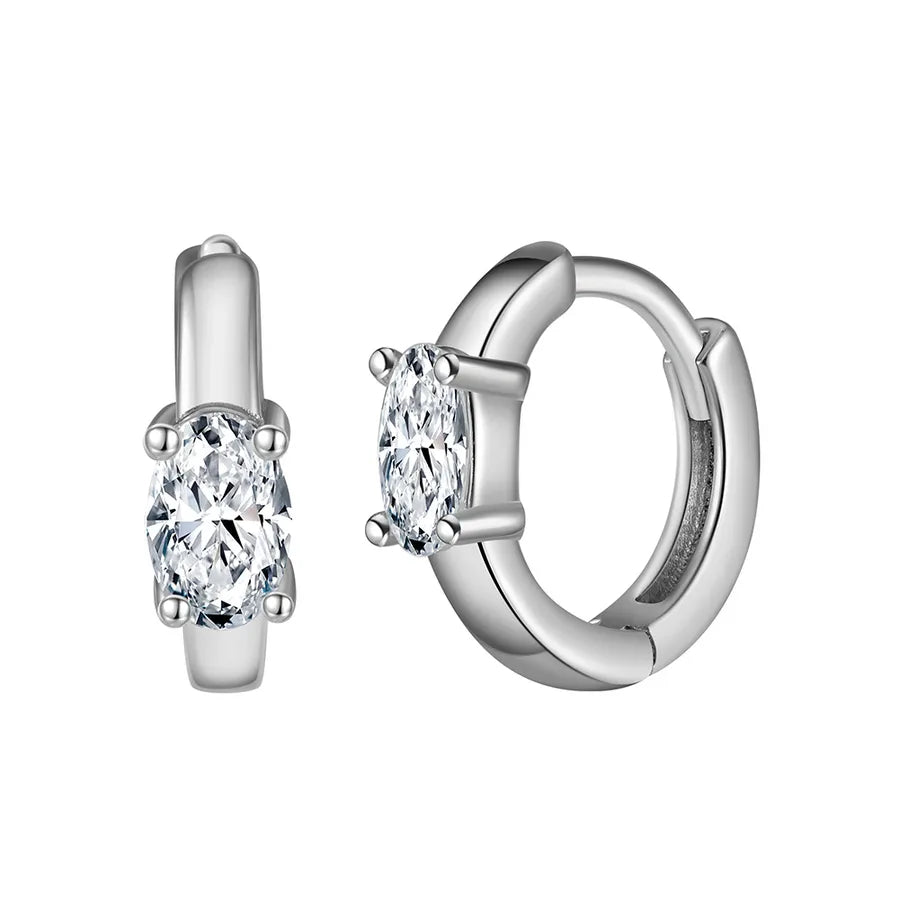 Weißgoldbeschichtete versilberte 925 Sterling Silber Zirkon 925 Sterling Silber Ohrringe runde Herzform Rhombus Ohrringe | Shop Nory