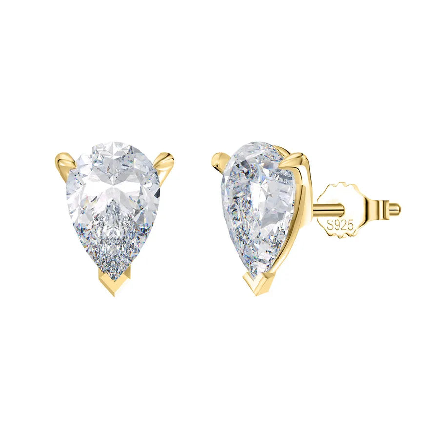 Weißgoldbeschichtete versilberte 925 Sterling Silber Zirkon 925 Sterling Silber Ohrringe runde Herzform Rhombus Ohrringe | Shop Nory