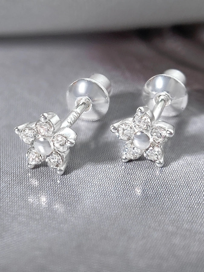 1 Paar 18K goldplattierte versilberte 925 Sterling Silber Zirkon 925 Sterling Silber Ohrringe Blumen Ohrstecker | Shop Nory