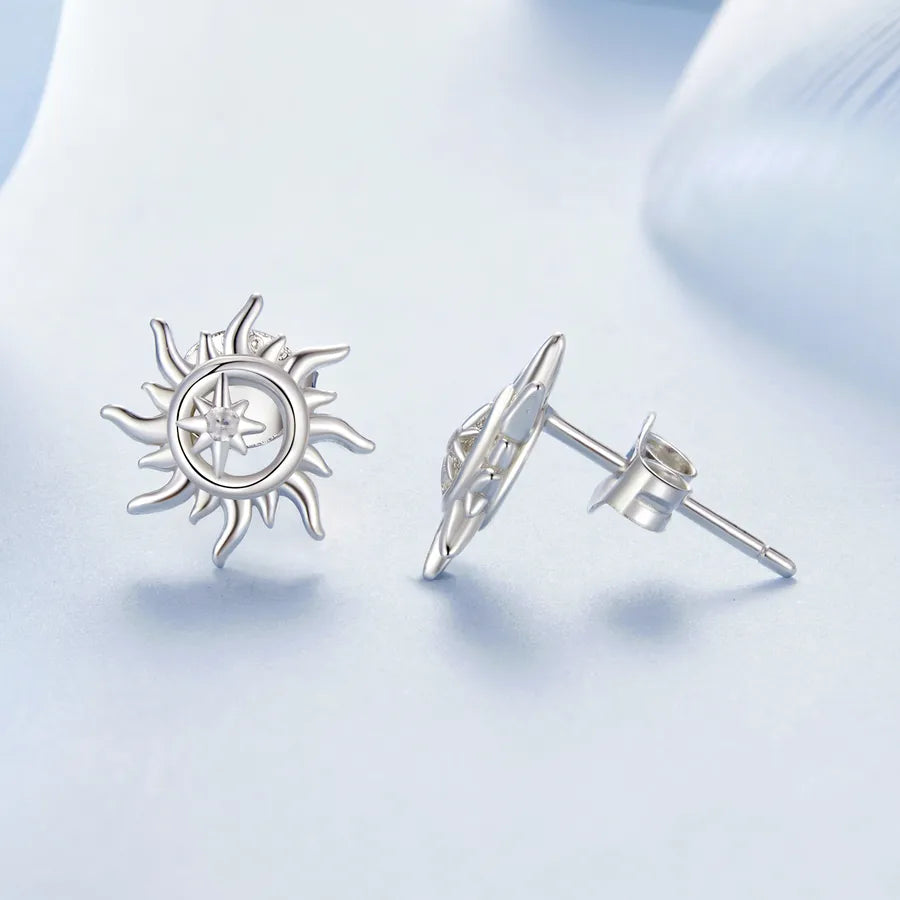 1 Paar 925 Sterling Silber Zirkon Sonne Stern Ohrstecker | Shop Nory
