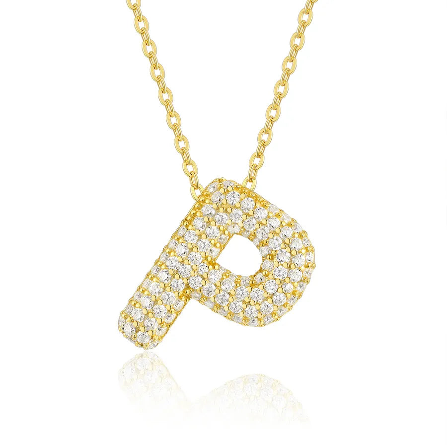 925 Sterling Silver Moissanite Kabelkette Buchstaben Anhänger Halskette | Shop Nory