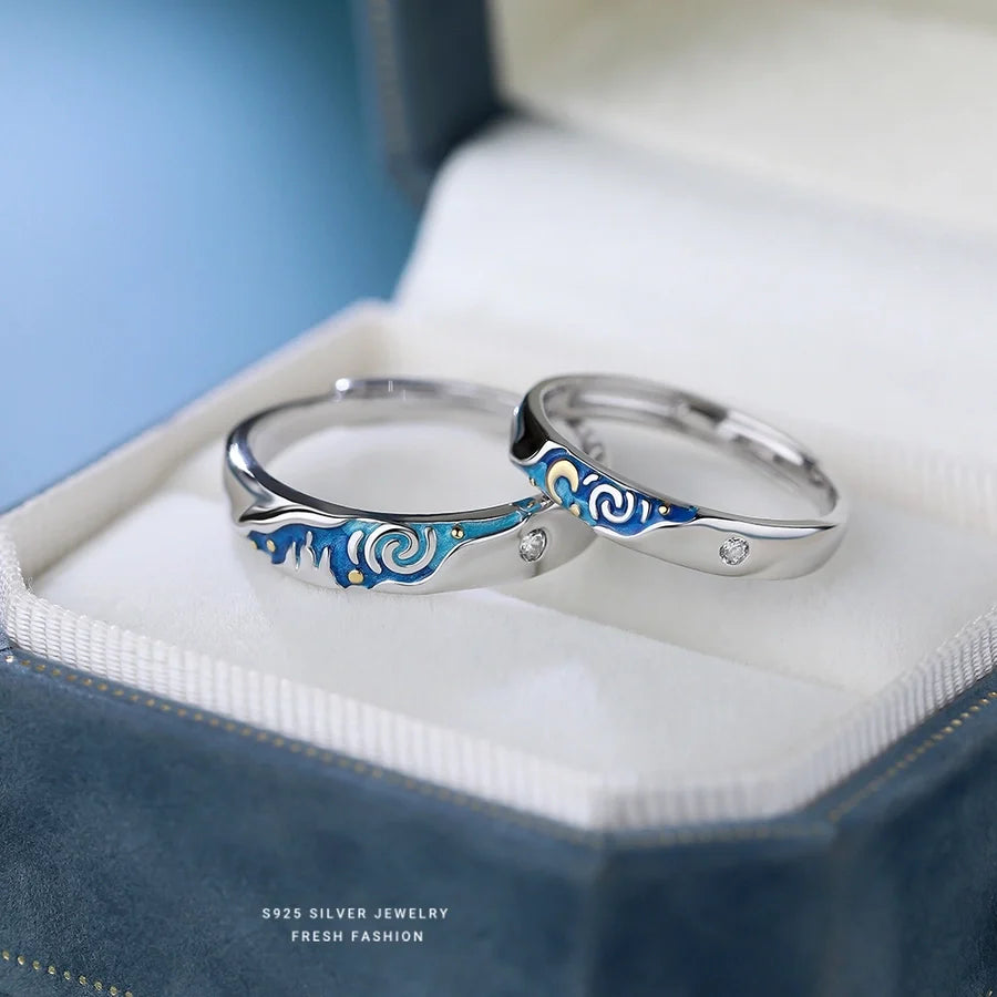 925 Sterling Silver Zircon Van Gogh Verstellbarer Ring 925 Sterling Silver Ringe | Shop Nory