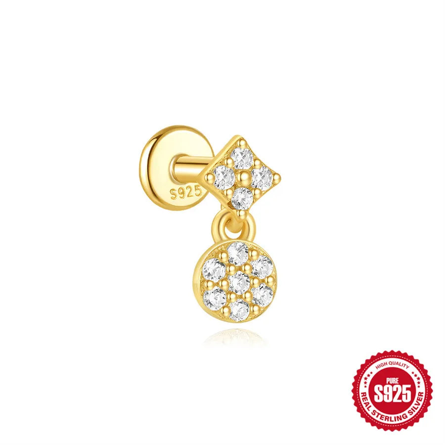 1 Stück 925 Sterling Silber Zirkon 925 Sterling Silber Ohrringe Geometrische Teufelsauge Ohrstecker | Shop Nory