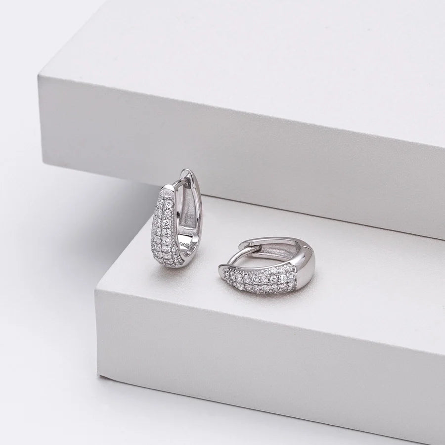 1 Paar 18K Gold Beschichtet Weißgold Beschichtet Rhodium Beschichtet 925 Sterling Silber Zirkon 925 Sterling Silber Ohrringe Geometrische Ohrringe | Shop Nory