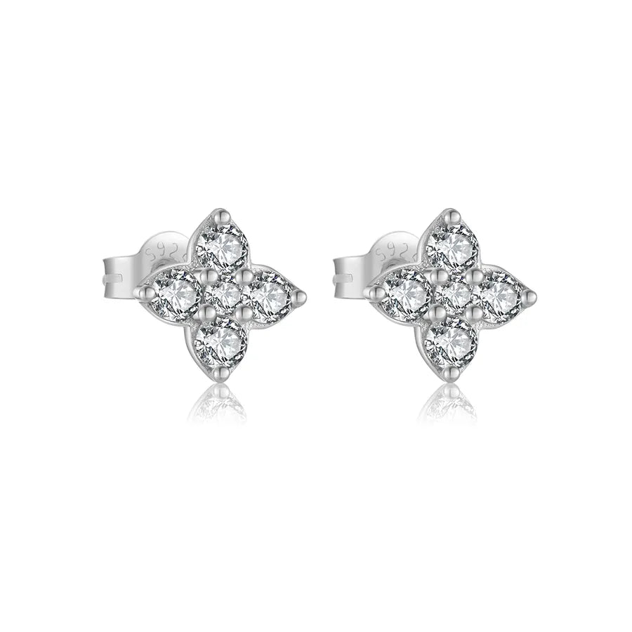 1 Paar 18K vergoldet Weißgold plattiert 925 Sterlingsilber Zirkon 925 Sterlingsilber Ohrringe Geometrische Ohrstecker | Shop Nory