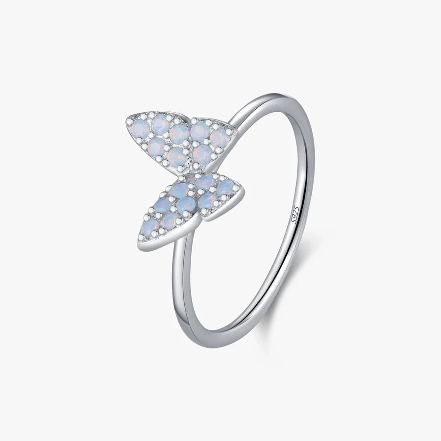 Rhodium-beschichtete 925 Sterling Silber Opal Schmetterlingsringe 925 Sterling Silber Ringe | Shop Nory