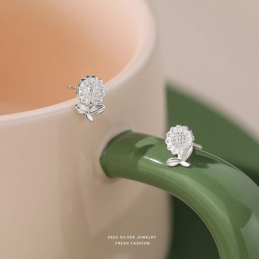 1 Paar 925 Sterling Silber 925 Sterling Silber Ohrringe Sonnenblume Ohrstecker | Shop Nory