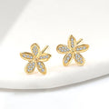 1 Paar 18K vergoldete 925 Sterling Silber Zirkon 925 Sterling Silber Ohrringe Blumen Ohrstecker | Shop Nory