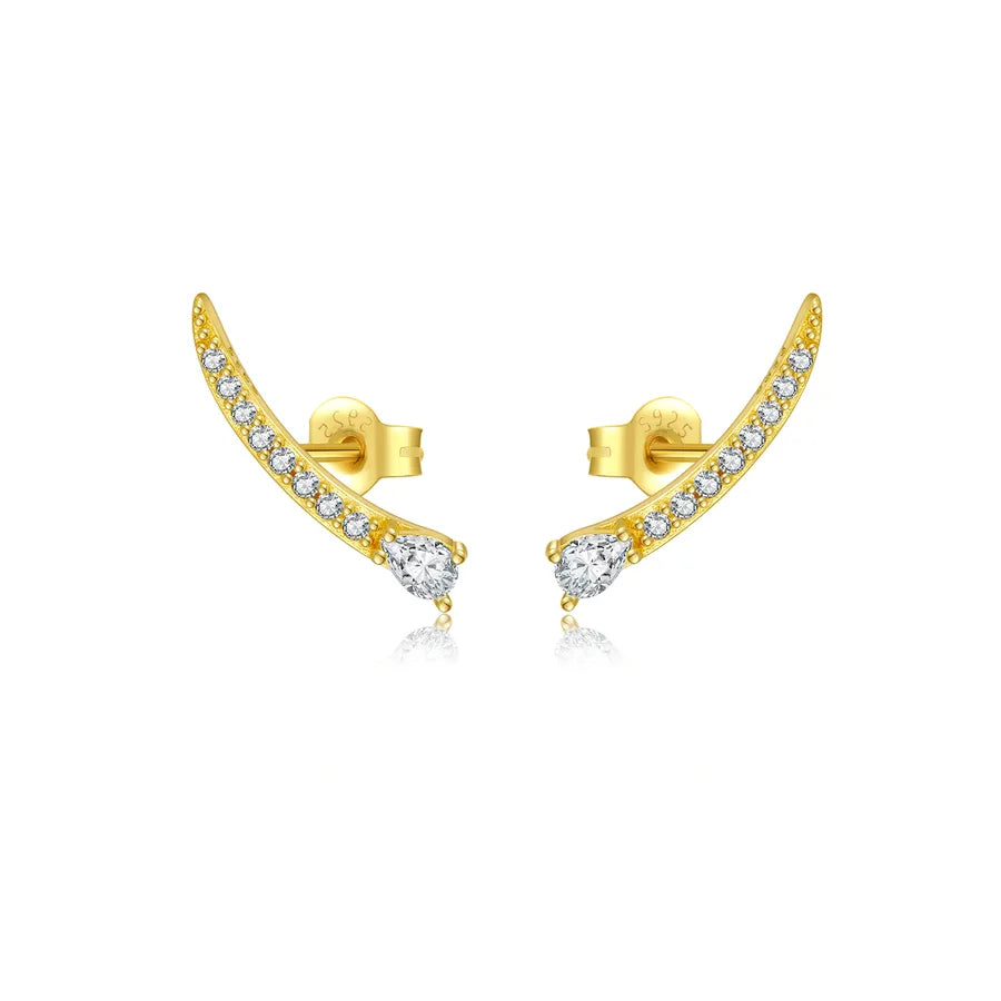 1 Paar 18K vergoldet Weißgold plattiert 925 Sterlingsilber Zirkon 925 Sterlingsilber Ohrringe Geometrische Ohrstecker | Shop Nory