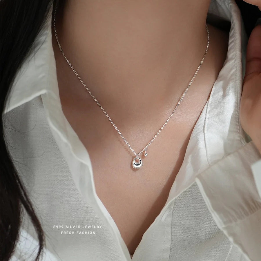 S999 Silber Kabelkette Beschichtung Silber Klumpen Anhänger Halskette | Shop Nory