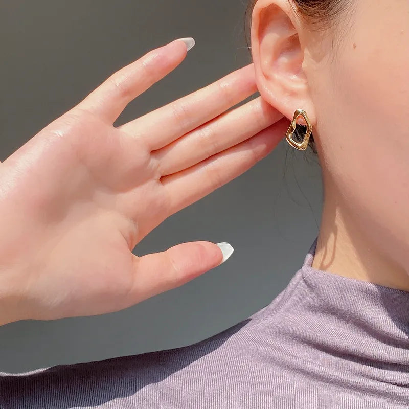1 Paar 18K vergoldete Silber 925 Sterling Silber Ohrringe geometrische Ohrstecker | Shop Nory