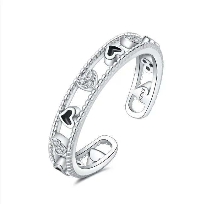 925 Sterling Silver Zirkon Herzform Offene Ringe 925 Sterling Silver Ringe | Shop Nory