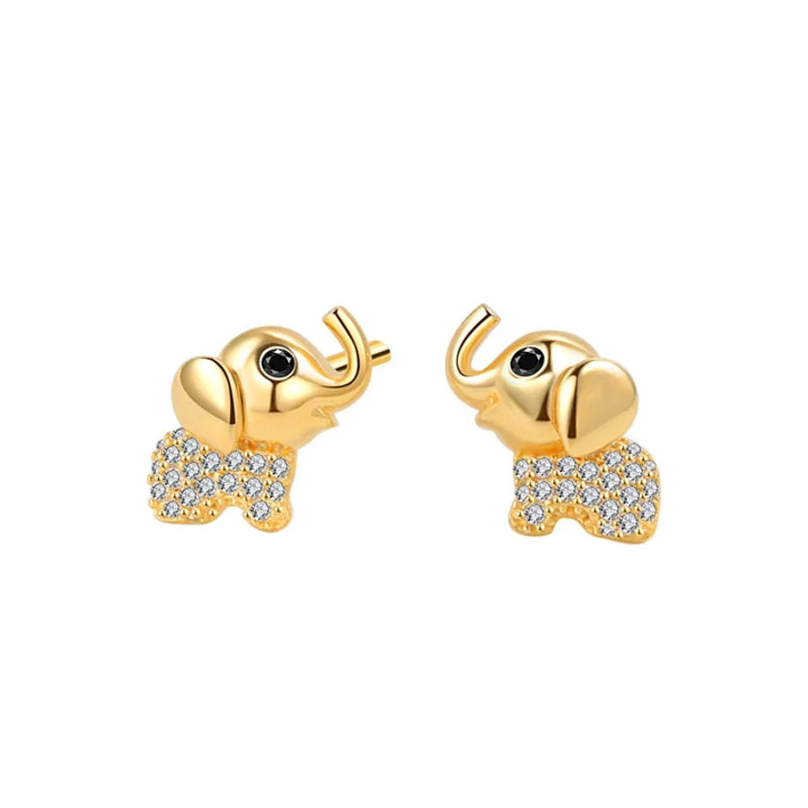 1 Paar 18K vergoldete 925 Sterling Silber Zirkon 925 Sterling Silber Ohrringe Elefanten Ohrstecker | Shop Nory