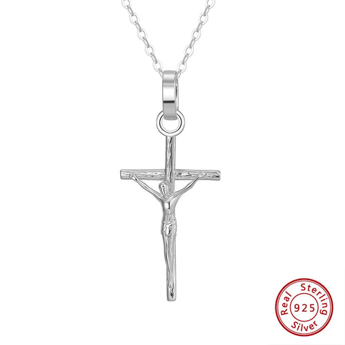 925 Sterling Silver Plated Kabelkette Kreuzanhänger | Shop Nory